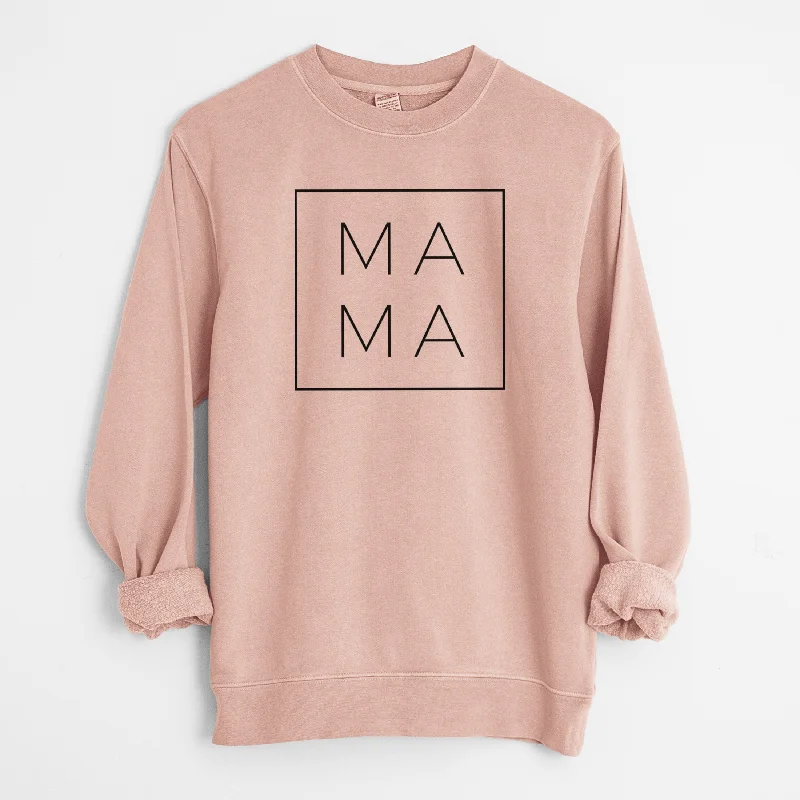 Mama Boxed - Unisex Pigment Dyed Crew Sweatshirt Hoodie with Strings Custom Fit Adjustable