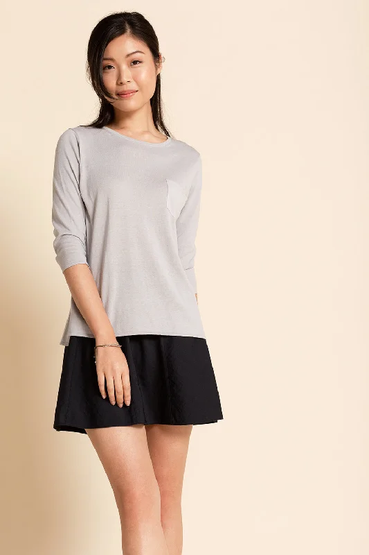 Patch Pocket Pullover - Grey Pearl Crew Neck Wool