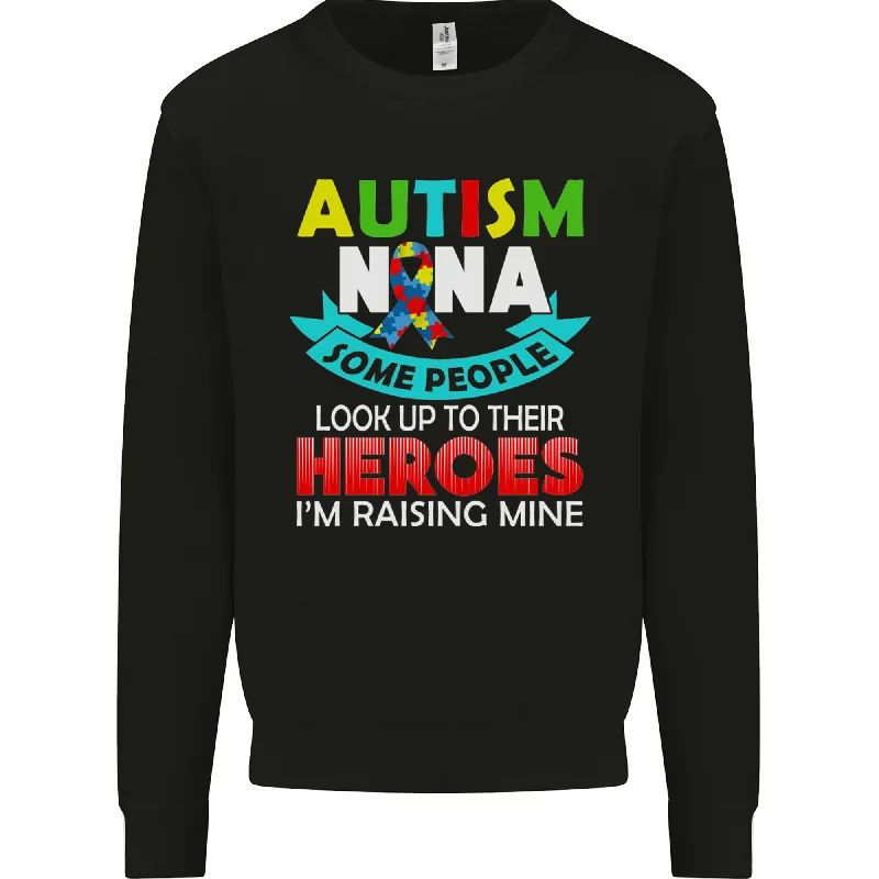 Autism Nana Grandparents Autistic ASD Mens Sweatshirt Jumper Hoodie with Fur Luxurious Winter