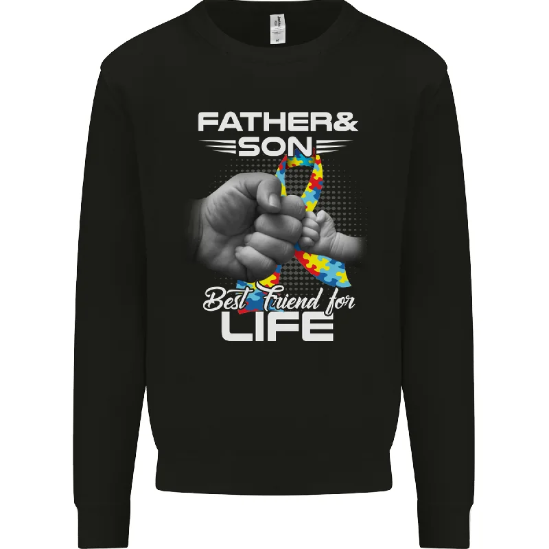 Autistic Father & Son Friends Autism ASD Mens Sweatshirt Jumper Hoodie with Cuffed Sleeves Snug Secure