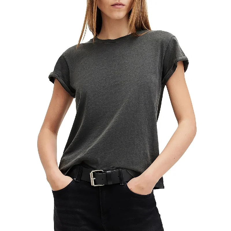 Womens Cotton Short Cuff Sleeve Pullover Top Three Quarter Sleeve