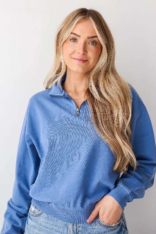 FINAL SALE - Comfy Mindset Quarter-Zip Pullover - DU DEAL Cap Sleeve Casual