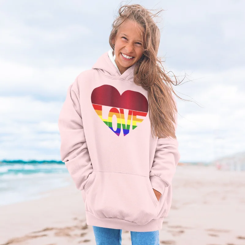 65 MCMLXV Unisex LGBT Rainbow Flag Love Heart Graphic Fleece Hoodie Hoodie with Patch Decorative Personalized