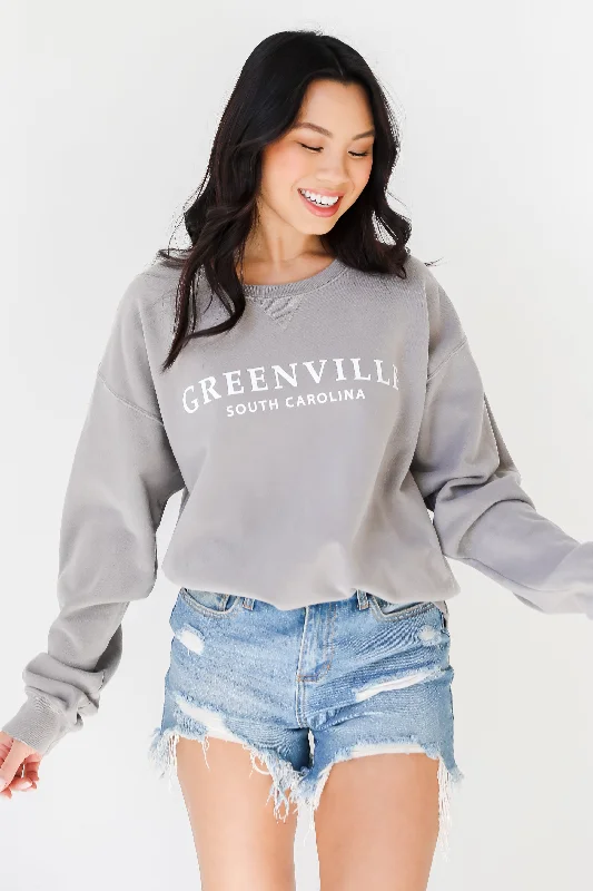 Grey Greenville South Carolina Pullover Flare Sleeve Stylish