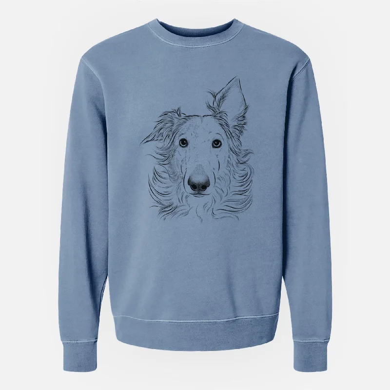 Bare Jasha the Borzoi - Unisex Pigment Dyed Crew Sweatshirt Hoodie with Hem Drawcord Adjustable Customizable