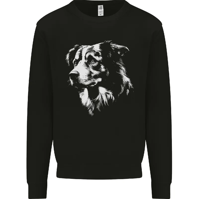 Australian Shepherd Dog Sheepdog Mens Sweatshirt Jumper Hoodie with Exposed Zipper Edgy Industrial