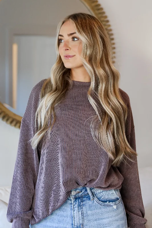 FINAL SALE - Perfect Aesthetic Corded Oversized Pullover Gathered Sleeve Pullover