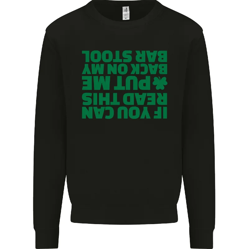 Back on My Bar Stool St Patricks Day Mens Sweatshirt Jumper Hoodie with Front Slit Layering Stylish