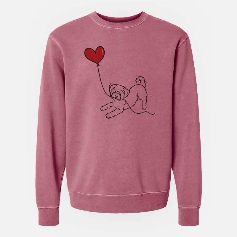 Morkie Heart String - Unisex Pigment Dyed Crew Sweatshirt Hoodie with Set-In Sleeves Structured Classic