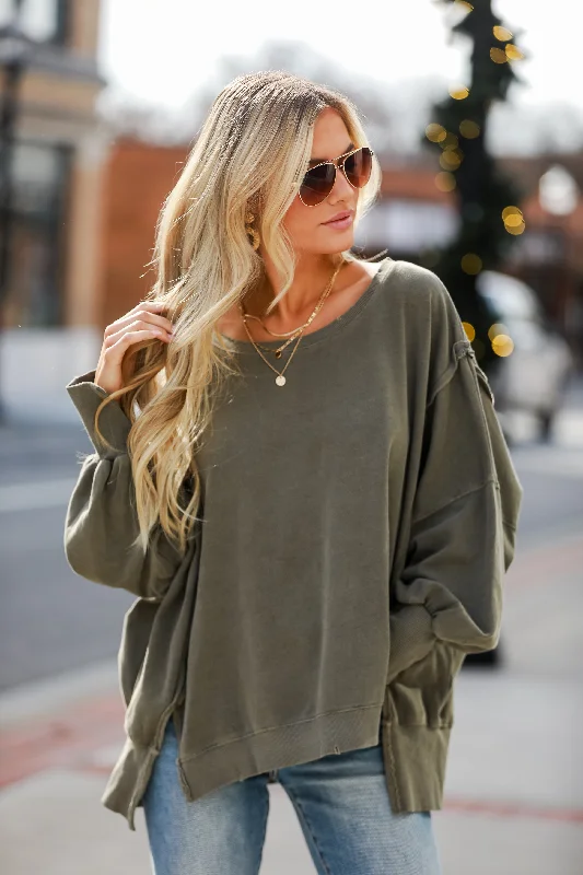 Abigail Mocha Oversized Pullover Long Bell Sleeve