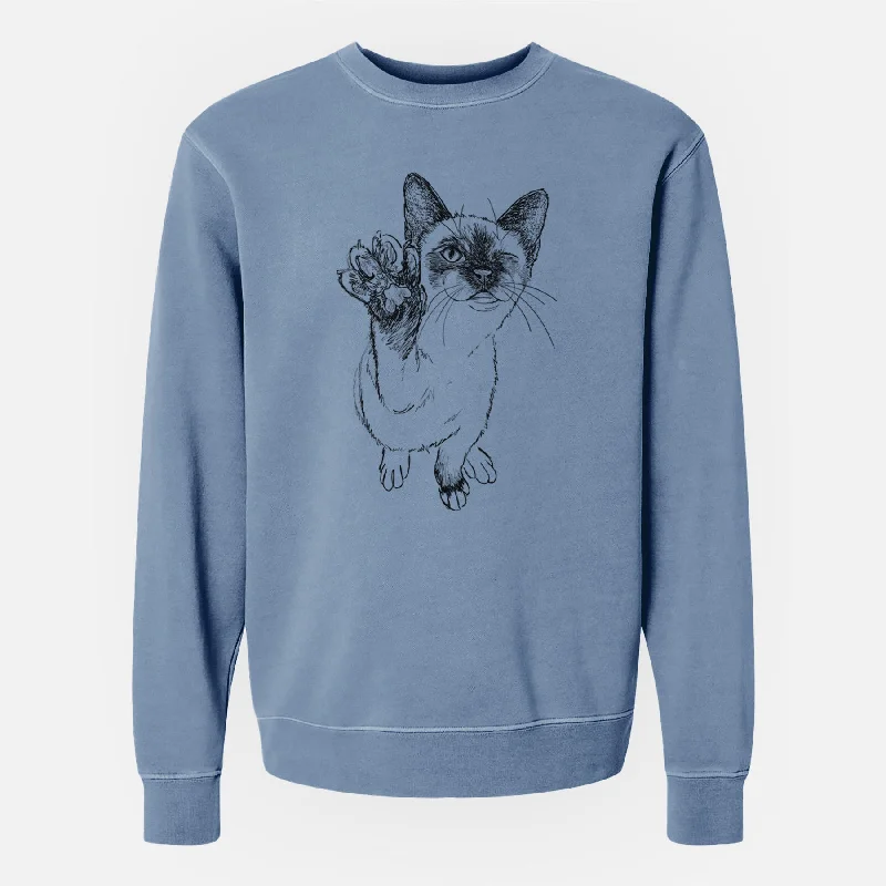 Doodled Hoggle the Siamese Cat - Unisex Pigment Dyed Crew Sweatshirt Hoodie with Gradient Ombre Colorful