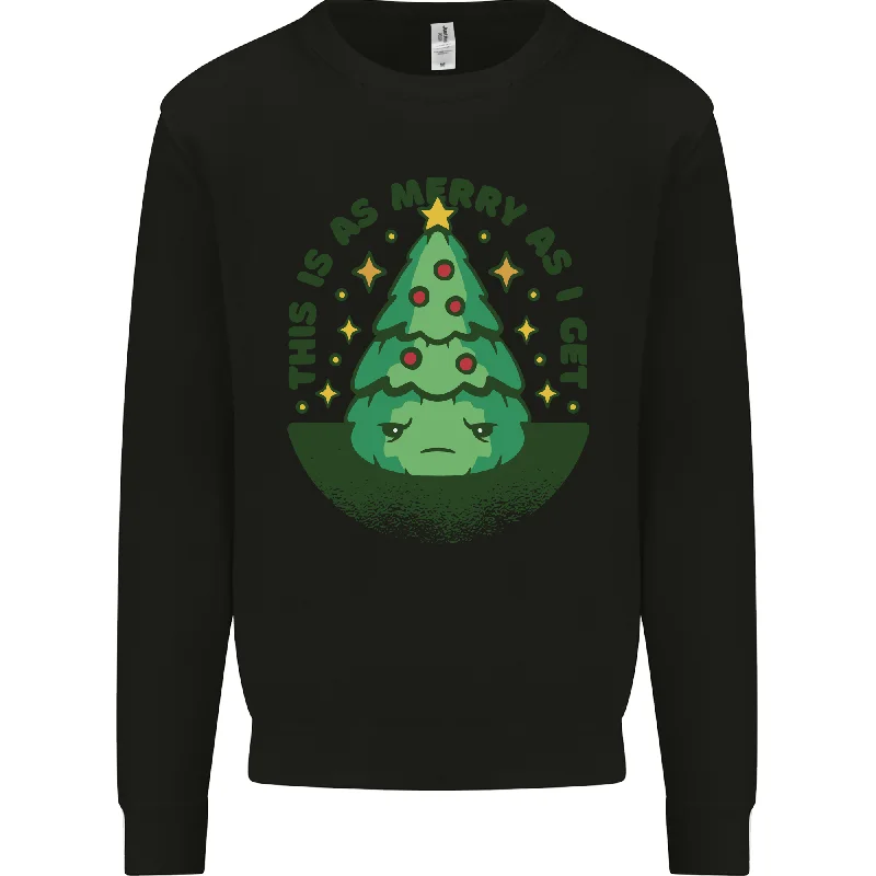 Bah Humbug Christmas Tree Funny Mens Sweatshirt Jumper Hoodie with Bell Sleeves Flared Feminine