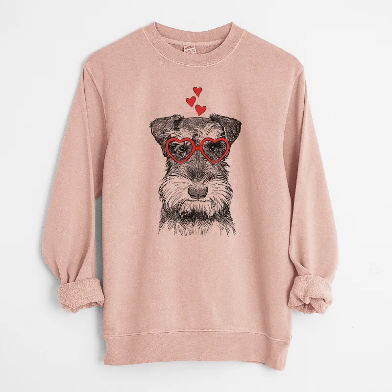 Valentine Murphy the Mini Schnauzer - Unisex Pigment Dyed Crew Sweatshirt Hoodie with Velcro Closure Adjustable Secure