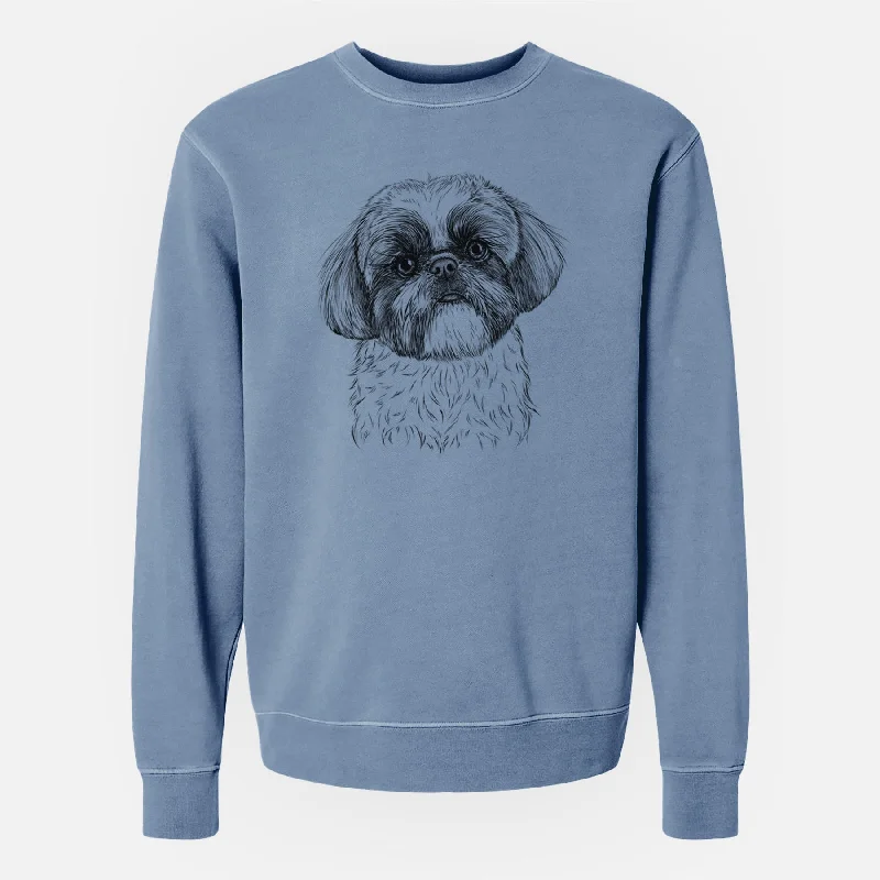 Bare Simon the Shih Tzu - Unisex Pigment Dyed Crew Sweatshirt Hoodie with Camouflage Military Edgy