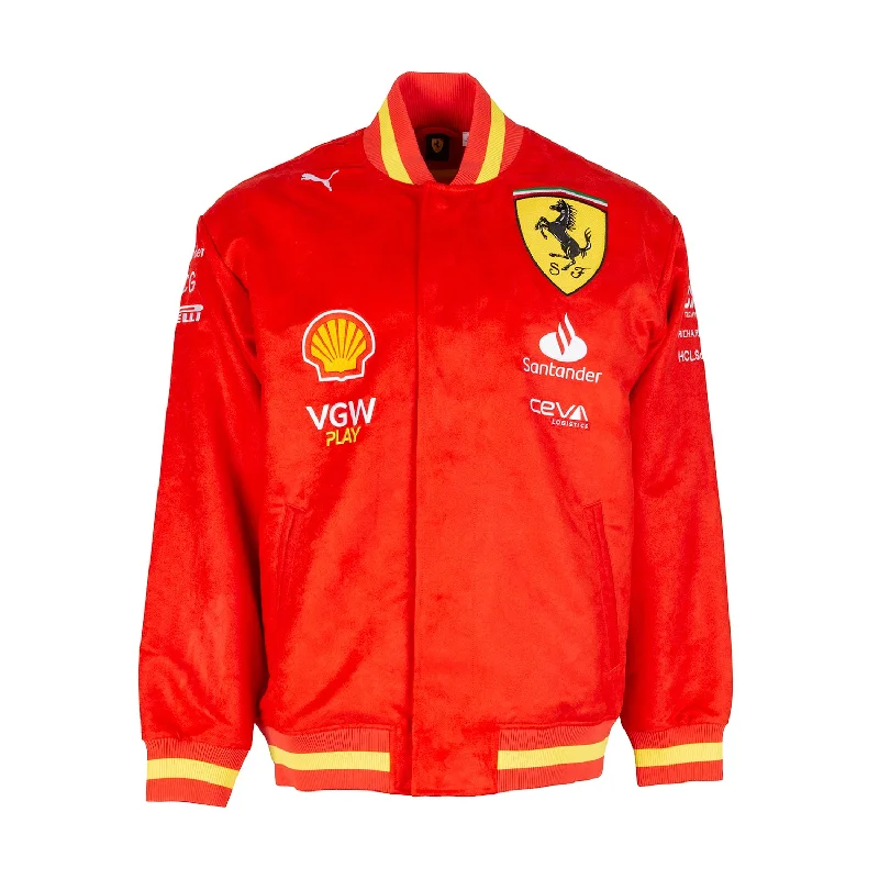 Ferrari Team Varsity Jacket - Mens Chenille Fabric Brocade Fabric Lace Fabric