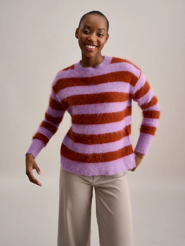 Pullover Datipe K101 Datipe K1014s Stripe-A Ruffle Neck Pullover