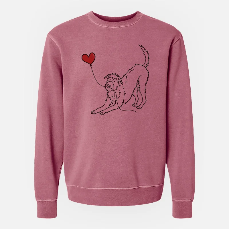 Irish Wolfhound Heart String - Unisex Pigment Dyed Crew Sweatshirt Hooded Sweatshirt Casual Wear Street Style