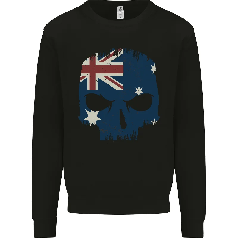 Australian Skull Australia Gym Biker Flag Mens Sweatshirt Jumper Hoodie with Half-Zip Sporty Casual