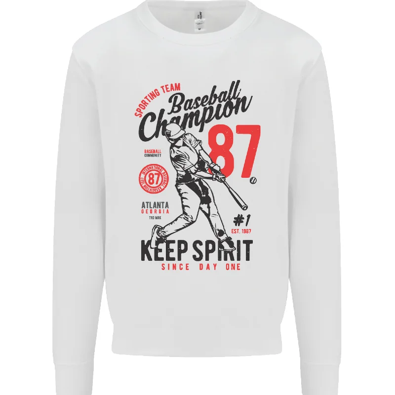 Baseball Champion Player Mens Sweatshirt Jumper Hoodie with Hem Frayed Vintage Worn