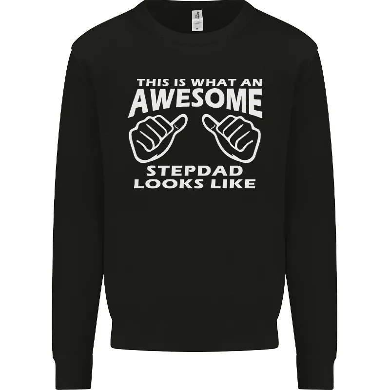 Awesome Stepdad Funny Fathers Day Step Dad Mens Sweatshirt Jumper Hoodie with Button Classic Timeless