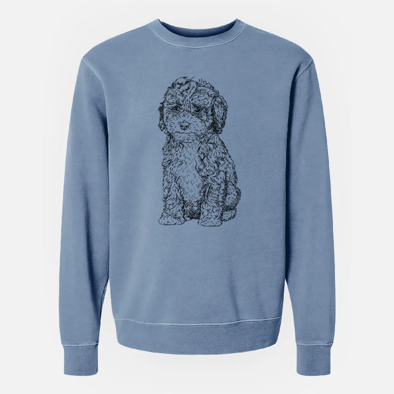 Bare Sweet Tea the Mini Doodle - Unisex Pigment Dyed Crew Sweatshirt Hoodie with Hem Ribbing Snug Secure