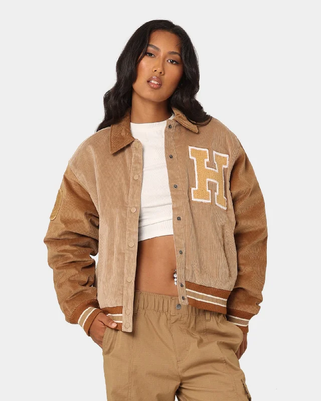 The New Establishment Women's Two Tone Letterman Jacket Silver Lining/Brown Appliqued Jacket Beaded Jacket Sequined Jacket