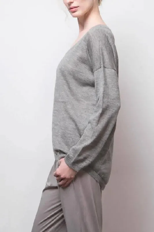 kory sheer pullover - grey Wrist Length Sleeve