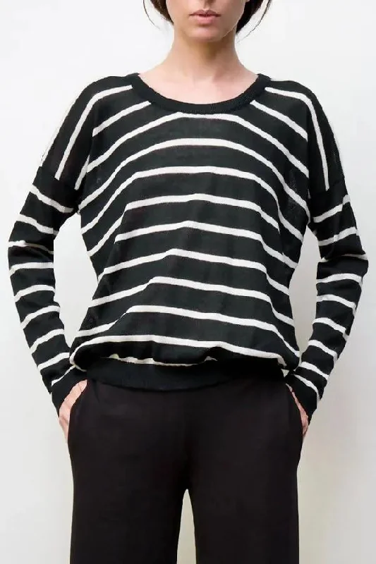 nini stripes pullover - midnight / bone Tight Sleeve Top