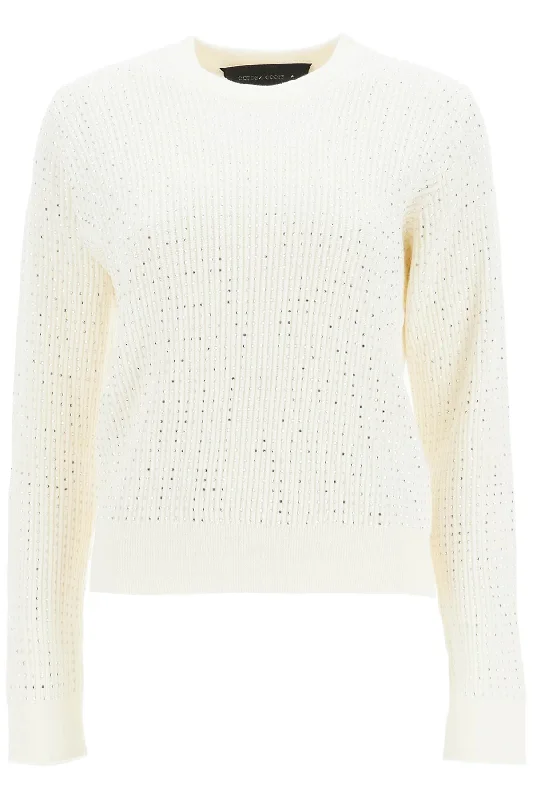 crewneck pullover with GWP00836 P001478 NATURAL WHITE Fitted Ribbed Sweater