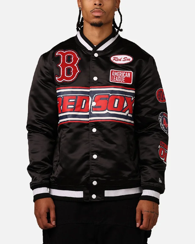 New Era Boston Red Sox 2024 Rally Drive Jacket Black/White Wool Fabric Cashmere Fabric Tweed Fabric