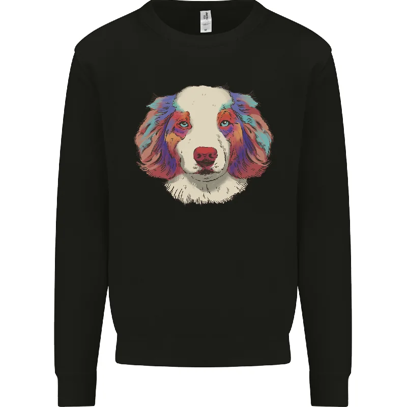 Australian Shepherd Dog Mens Sweatshirt Jumper Hoodie with Hidden Zipper Minimalist Clean