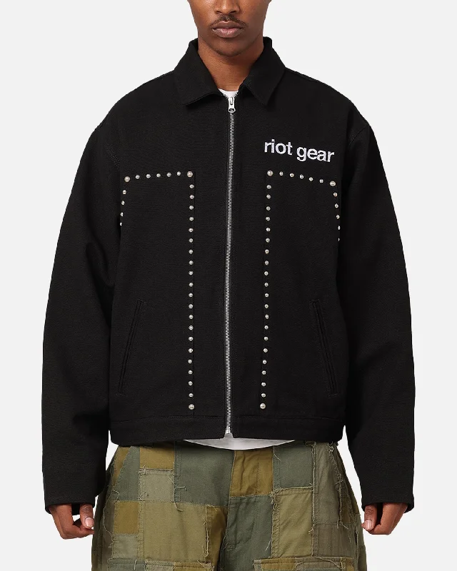 Loiter Riot Defence Jacket Black One-Shoulder Jacket Off-the-Shoulder Jacket Asymmetrical Jacket