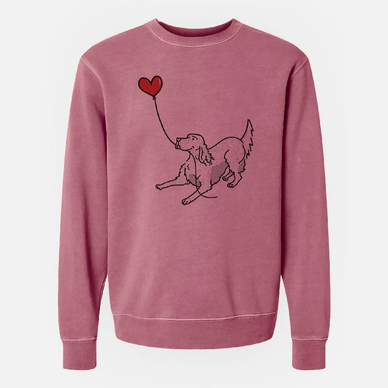 English Setter Heart String - Unisex Pigment Dyed Crew Sweatshirt Hoodie with Zipper Placket Modern Functional