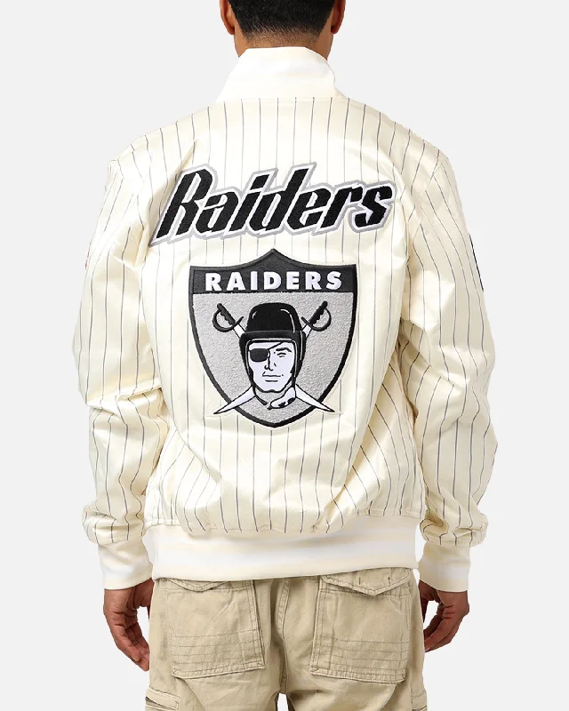 Pro Standard Las Vegas Raiders Pinstripe Satin Jacket Eggshell/Yellow Mesh Jacket Canvas Jacket Denim Jacket