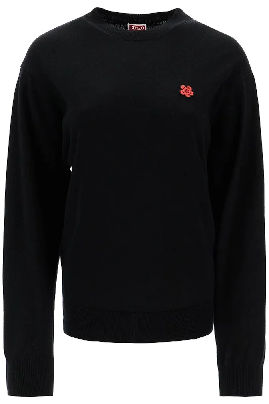 boke flower pullover FE62PU4893LB BLACK Fine Merino Wool