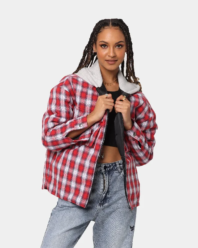 XXIII Dynasty Tartan Hood Jacket Red/Grey Ribbed Jacket Pleated Jacket Ruffled Jacket