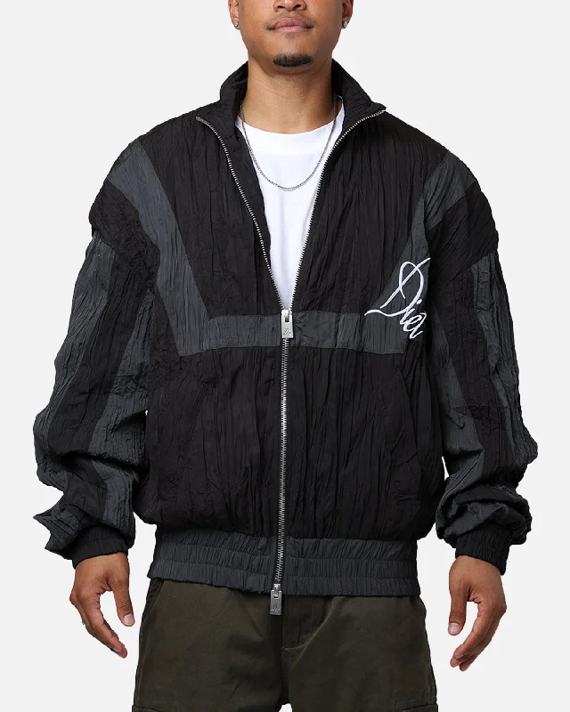 Diet Starts Monday Crinkled Nylon Track Jacket Black/Grey Fleece Jacket Down Jacket Parka