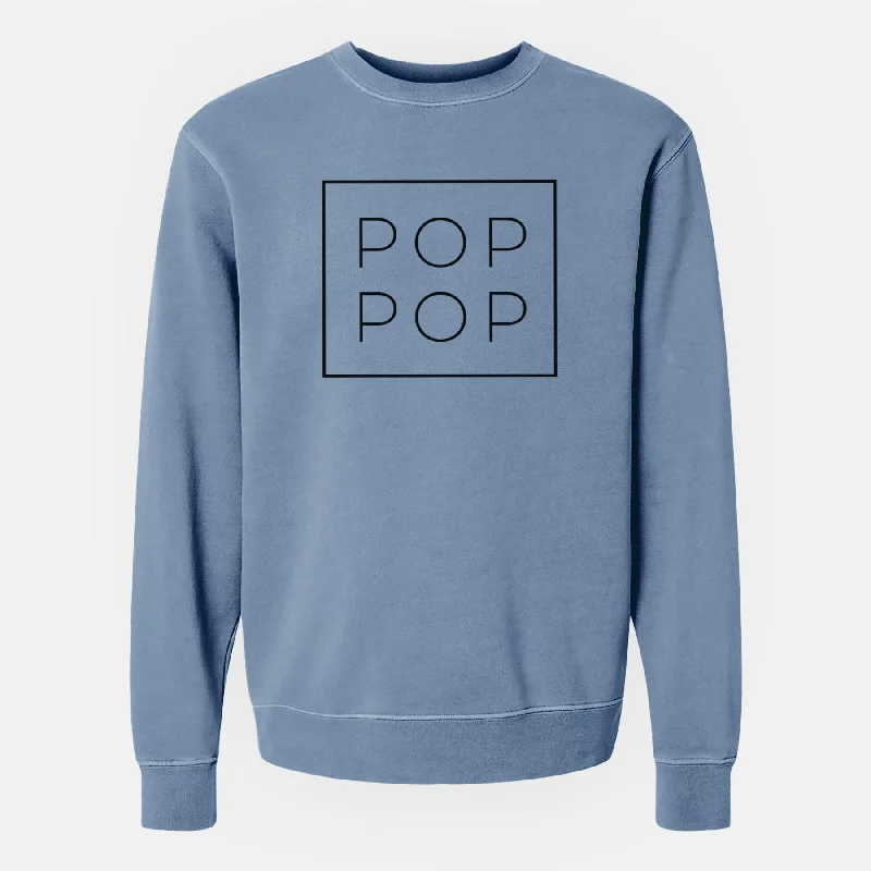 Pop Pop Boxed - Unisex Pigment Dyed Crew Sweatshirt Hoodie with Toggle Buttons Decorative Unique