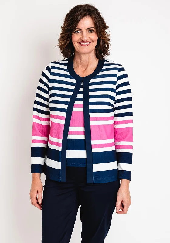 Avalon Striped Jacket & Top Twinset, Pink Fleece Jacket Down Jacket Feather Jacket