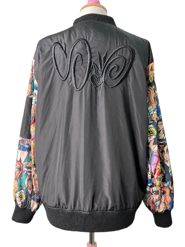 Windbreaker Jacket Colorful Collage sleeves L/XL Zippered Jacket Buttoned Jacket Snapped Jacket