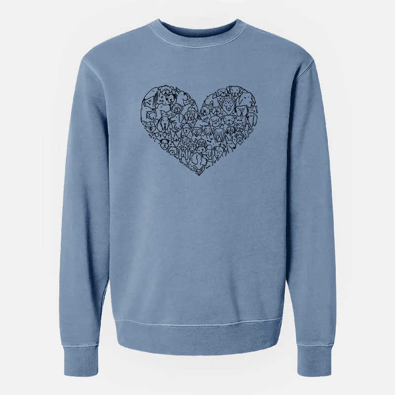 Heart Full of Dogs - Unisex Pigment Dyed Crew Sweatshirt Hoodie with Hem Ribbing Snug Secure