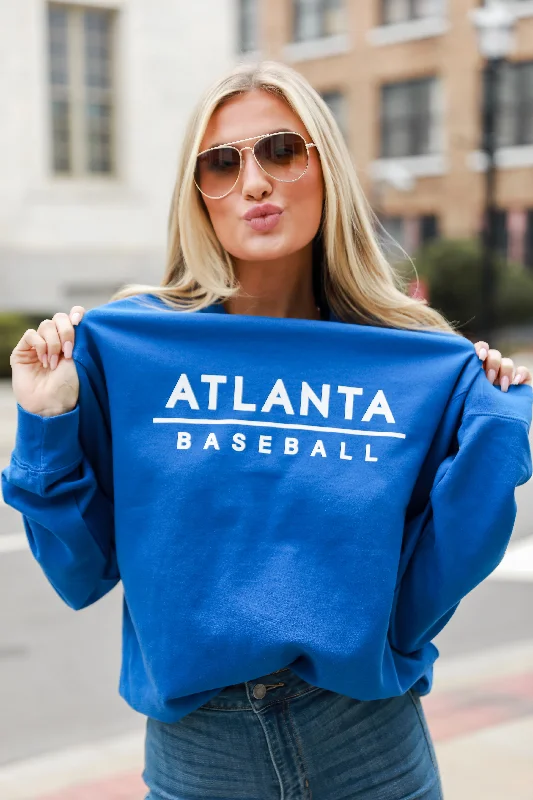 Royal Blue Atlanta Baseball Pullover Set Sleeve Pullover