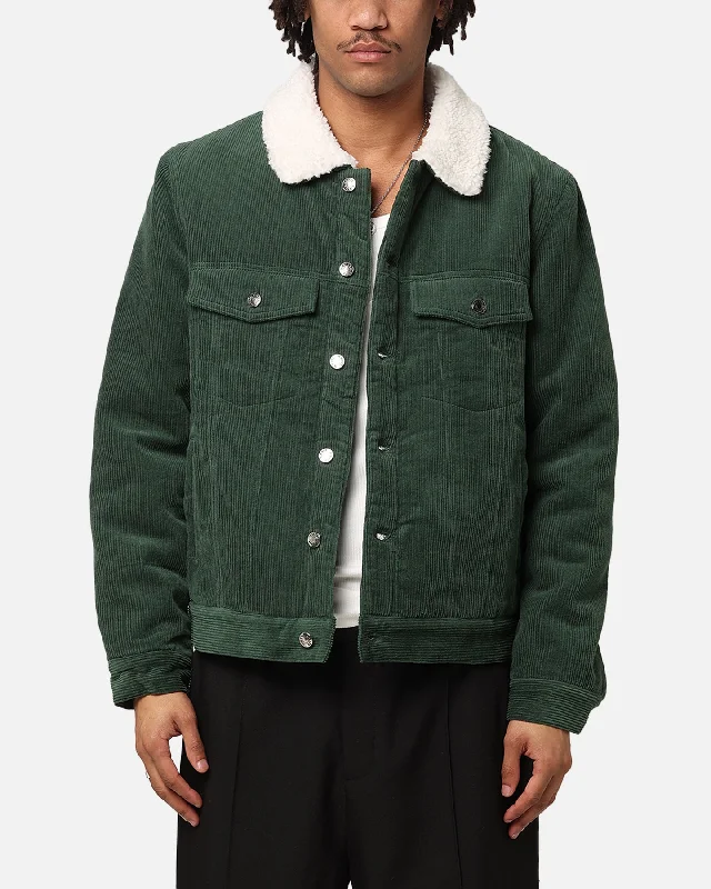 XXIII Chelsea Corduroy Sherpa Jacket Dark Green Zippered Jacket Buttoned Jacket Snapped Jacket