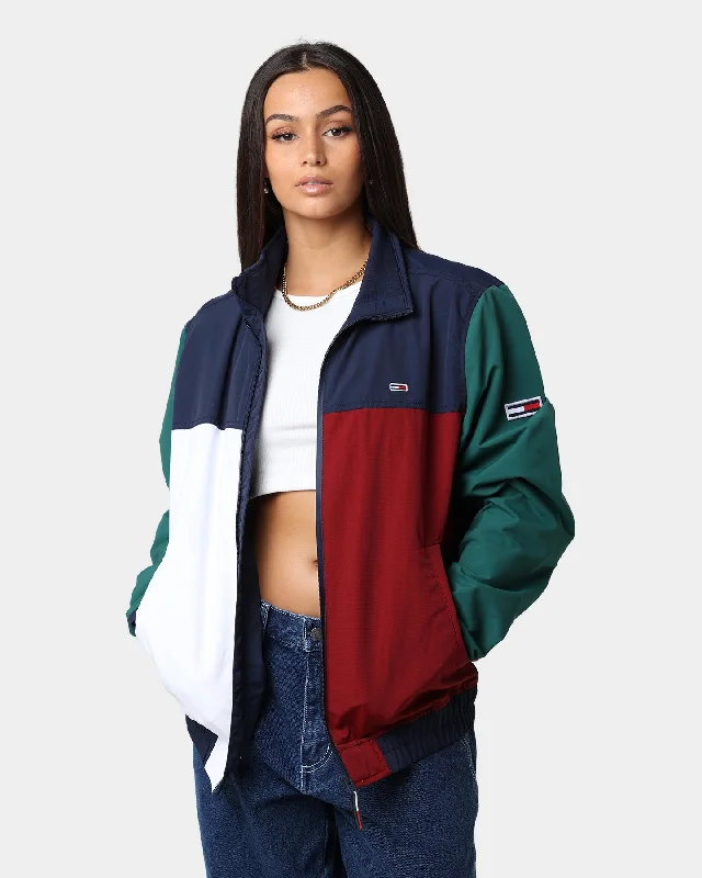 Tommy Jeans Colour-Blocked Zip-Thru Jacket Twilight Navy/Multi Welt Pockets Slit Pockets Flap Pockets