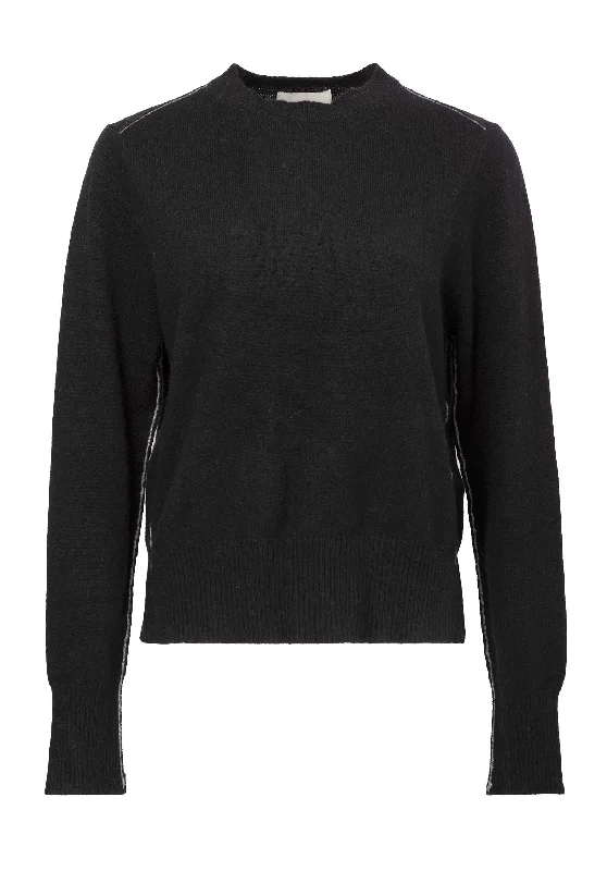 Pullover Aw23-003 Contrast Crew Black-Mid-Grey Asymmetrical Hem Sweater