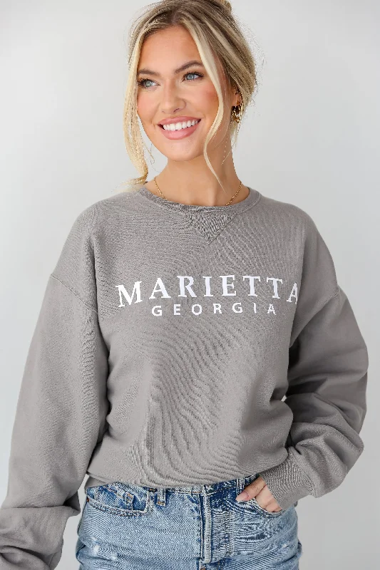 Light Grey Marietta Georgia Pullover Saggy Sleeve Comfort