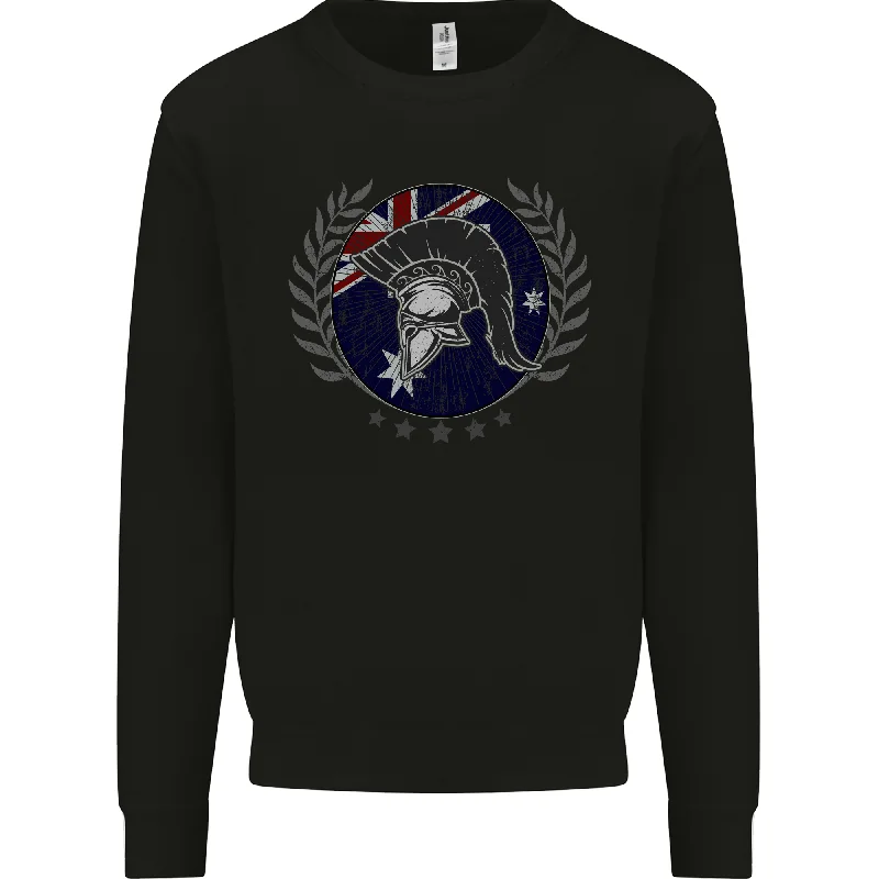 Australian Bodybuilding Flag Gym Training Spartan Mens Sweatshirt Jumper Hoodie with Set-In Sleeves Structured Classic