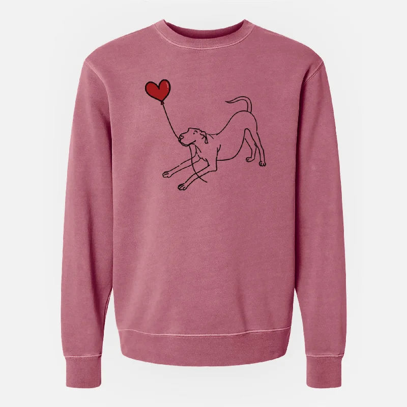 Great Dane Heart String - Unisex Pigment Dyed Crew Sweatshirt Hoodie with Hem Applique Textured Unique