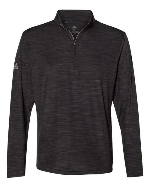 Adidas Lightweight Mélange Quarter-Zip Pullover A475 Ribbed Crew Neck