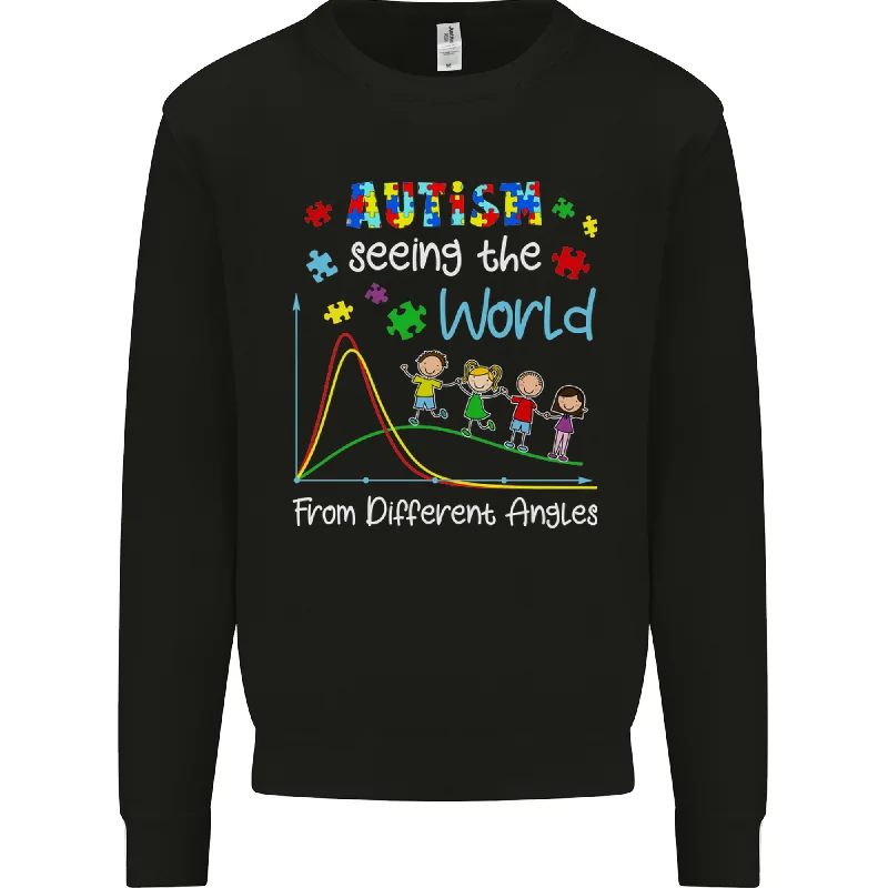 Autism World From Different Angles Autistic Mens Sweatshirt Jumper Hoodie with Drop Shoulder Relaxed Streetwear